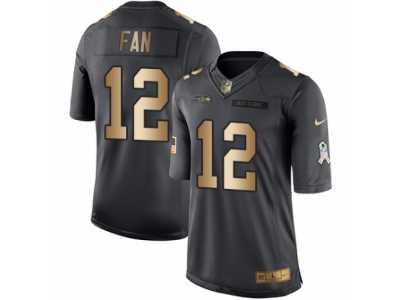 Men's Nike Seattle Seahawks 12th Fan Limited Black Gold Salute to Service NFL Jersey