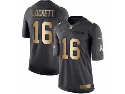 Men's Nike Seattle Seahawks #16 Tyler Lockett Limited Black Gold Salute to Service NFL Jersey