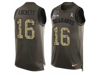 Men's Nike Seattle Seahawks #16 Tyler Lockett Limited Green Salute to Service Tank Top NFL Jersey