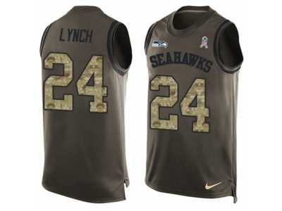 Men's Nike Seattle Seahawks #24 Marshawn Lynch Limited Green Salute to Service Tank Top NFL Jersey