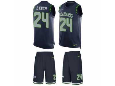 Men's Nike Seattle Seahawks #24 Marshawn Lynch Limited Steel Blue Tank Top Suit NFL Jersey