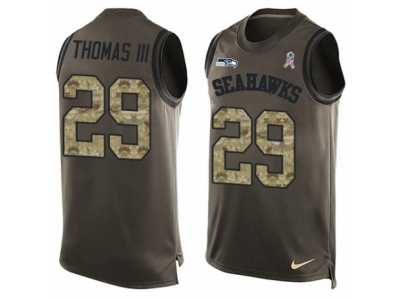 Men's Nike Seattle Seahawks #29 Earl Thomas III Limited Green Salute to Service Tank Top NFL Jersey