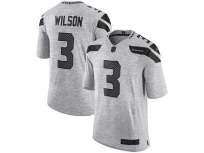 Men's Nike Seattle Seahawks #3 Russell Wilson Limited Gray Gridiron II NFL Jersey