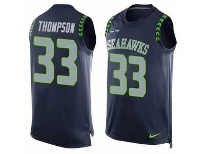 Men's Nike Seattle Seahawks #33 Tedric Thompson Limited Steel Blue Player Name & Number Tank Top NFL Jersey