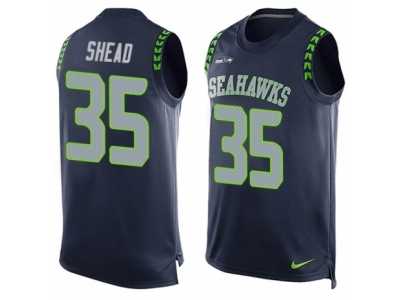 Men's Nike Seattle Seahawks #35 DeShawn Shead Limited Steel Blue Player Name & Number Tank Top NFL Jersey