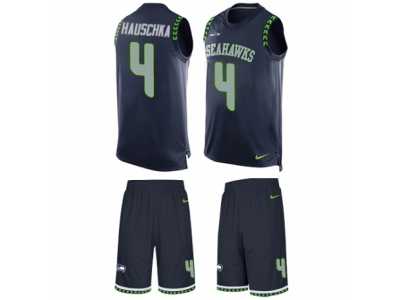 Men's Nike Seattle Seahawks #4 Steven Hauschka Limited Steel Blue Tank Top Suit NFL Jersey