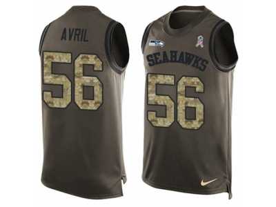 Men's Nike Seattle Seahawks #56 Cliff Avril Limited Green Salute to Service Tank Top NFL Jersey