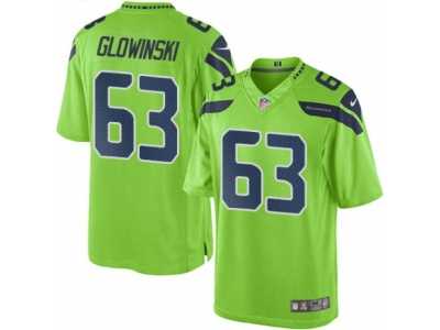 Men's Nike Seattle Seahawks #63 Mark Glowinski Limited Green Rush NFL Jersey