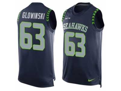 Men's Nike Seattle Seahawks #63 Mark Glowinski Limited Steel Blue Player Name & Number Tank Top NFL Jersey