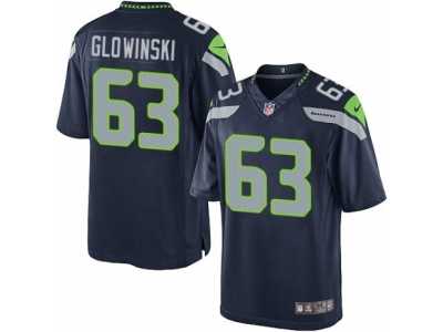 Men's Nike Seattle Seahawks #63 Mark Glowinski Limited Steel Blue Team Color NFL Jersey