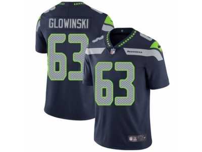 Men's Nike Seattle Seahawks #63 Mark Glowinski Vapor Untouchable Limited Steel Blue Team Color NFL Jersey