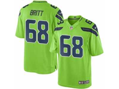 Men's Nike Seattle Seahawks #68 Justin Britt Limited Green Rush NFL Jersey