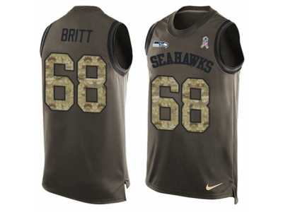 Men's Nike Seattle Seahawks #68 Justin Britt Limited Green Salute to Service Tank Top NFL Jersey