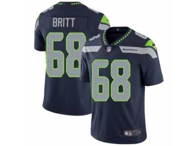Men's Nike Seattle Seahawks #68 Justin Britt Vapor Untouchable Limited Steel Blue Team Color NFL Jersey