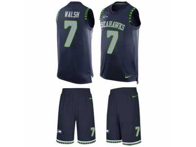 Men's Nike Seattle Seahawks #7 Blair Walsh Limited Steel Blue Tank Top Suit NFL Jersey
