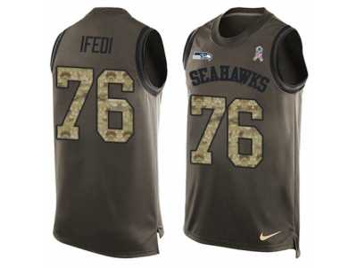 Men's Nike Seattle Seahawks #76 Germain Ifedi Limited Green Salute to Service Tank Top NFL Jersey