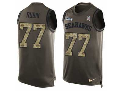 Men's Nike Seattle Seahawks #77 Ahtyba Rubin Limited Green Salute to Service Tank Top NFL Jersey