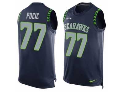 Men's Nike Seattle Seahawks #77 Ethan Pocic Limited Steel Blue Player Name & Number Tank Top NFL Jersey