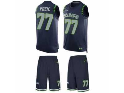 Men's Nike Seattle Seahawks #77 Ethan Pocic Limited Steel Blue Tank Top Suit NFL Jersey