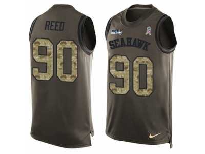 Men's Nike Seattle Seahawks #90 Jarran Reed Limited Green Salute to Service Tank Top NFL Jersey