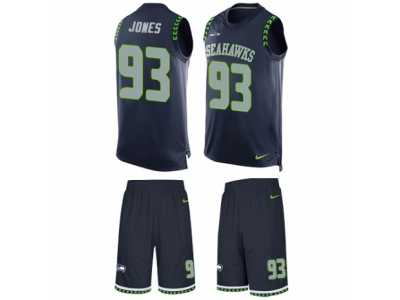 Men's Nike Seattle Seahawks #93 Nazair Jones Limited Steel Blue Tank Top Suit NFL Jersey