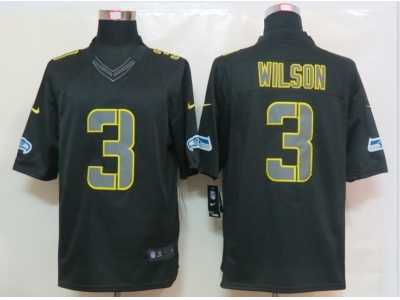 Nike NFL Seattle Seahawks #3 Russell Wilson Black Jerseys(Impact Limited)