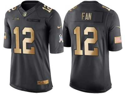 Nike Seattle Seahawks #12 12th Fan Anthracite 2016 Christmas Gold Men's NFL Limited Salute to Service Jersey