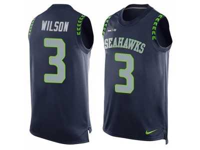 Nike Seattle Seahawks #3 Russell Wilson Steel Blue Team Color Men's Stitched NFL Limited Tank Top Jersey