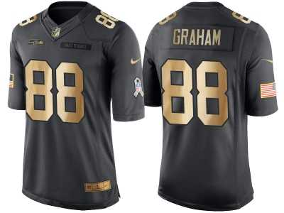 Nike Seattle Seahawks #88 Jimmy Graham Anthracite 2016 Christmas Gold Men's NFL Limited Salute to Service Jersey