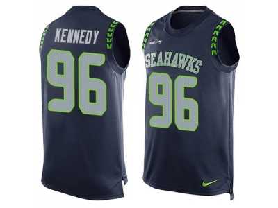 Nike Seattle Seahawks #96 Cortez Kennedy Steel Blue Team Color Men's Stitched NFL Limited Tank Top Jersey