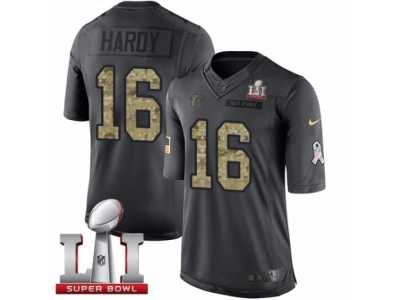 Men's Nike Atlanta Falcons #16 Justin Hardy Limited Black 2016 Salute to Service Super Bowl LI 51 NFL Jersey