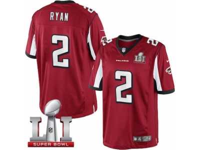 Men's Nike Atlanta Falcons #2 Matt Ryan Limited Red Team Color Super Bowl LI 51 NFL Jersey