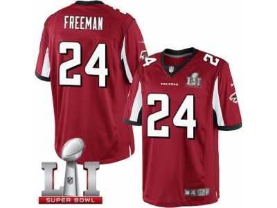 Men's Nike Atlanta Falcons #24 Devonta Freeman Limited Red Team Color Super Bowl LI 51 NFL Jersey