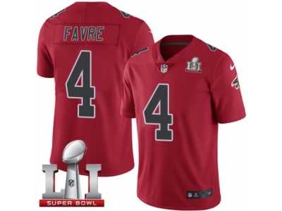 Men's Nike Atlanta Falcons #4 Brett Favre Limited Red Rush Super Bowl LI 51 NFL Jersey