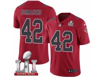 Men's Nike Atlanta Falcons #42 Patrick DiMarco Limited Red Rush Super Bowl LI 51 NFL Jersey