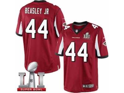 Men's Nike Atlanta Falcons #44 Vic Beasley Limited Red Team Color Super Bowl LI 51 NFL Jersey