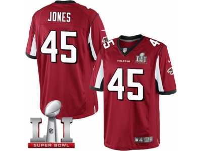 Men's Nike Atlanta Falcons #45 Deion Jones Limited Red Team Color Super Bowl LI 51 NFL Jersey