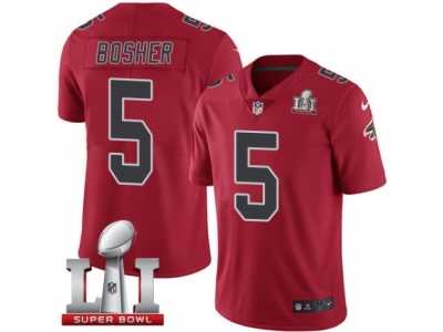 Men's Nike Atlanta Falcons #5 Matt Bosher Limited Red Rush Super Bowl LI 51 NFL Jersey