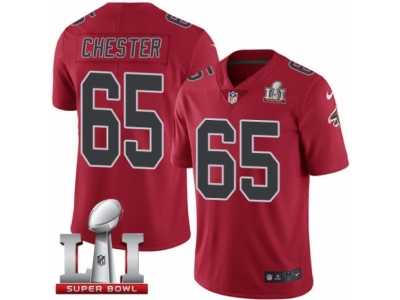 Men's Nike Atlanta Falcons #65 Chris Chester Limited Red Rush Super Bowl LI 51 NFL Jersey