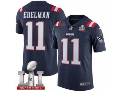 Men's Nike New England Patriots #11 Julian Edelman Limited Navy Blue Rush Super Bowl LI 51 NFL Jersey