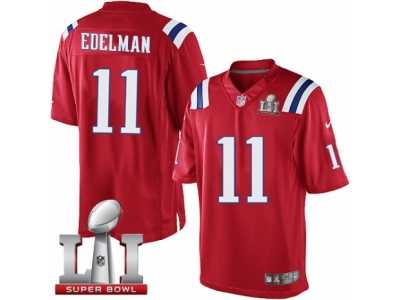 Men's Nike New England Patriots #11 Julian Edelman Limited Red Alternate Super Bowl LI 51 NFL Jersey