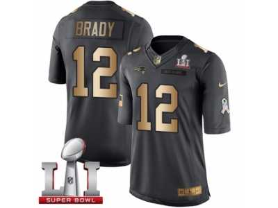 Men's Nike New England Patriots #12 Tom Brady Limited Black Gold Salute to Service Super Bowl LI 51 NFL Jersey