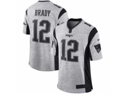 Men's Nike New England Patriots #12 Tom Brady Limited Gray Gridiron II NFL Jersey