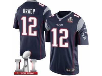 Men's Nike New England Patriots #12 Tom Brady Limited Navy Blue Team Color Super Bowl LI 51 NFL Jersey