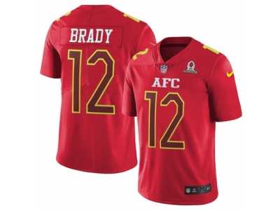 Men's Nike New England Patriots #12 Tom Brady Limited Red 2017 Pro Bowl NFL Jersey