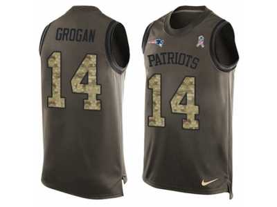 Men's Nike New England Patriots #14 Steve Grogan Limited Green Salute to Service Tank Top NFL Jersey