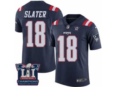 Men's Nike New England Patriots #18 Matthew Slater Limited Navy Blue Rush Super Bowl LI Champions NFL Jersey