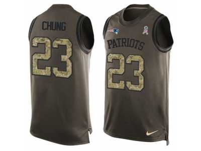 Men's Nike New England Patriots #23 Patrick Chung Limited Green Salute to Service Tank Top NFL Jersey