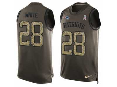 Men's Nike New England Patriots #28 James White Limited Green Salute to Service Tank Top NFL Jersey
