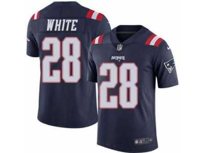Men's Nike New England Patriots #28 James White Navy Blue Stitched NFL Limited Rush Jersey